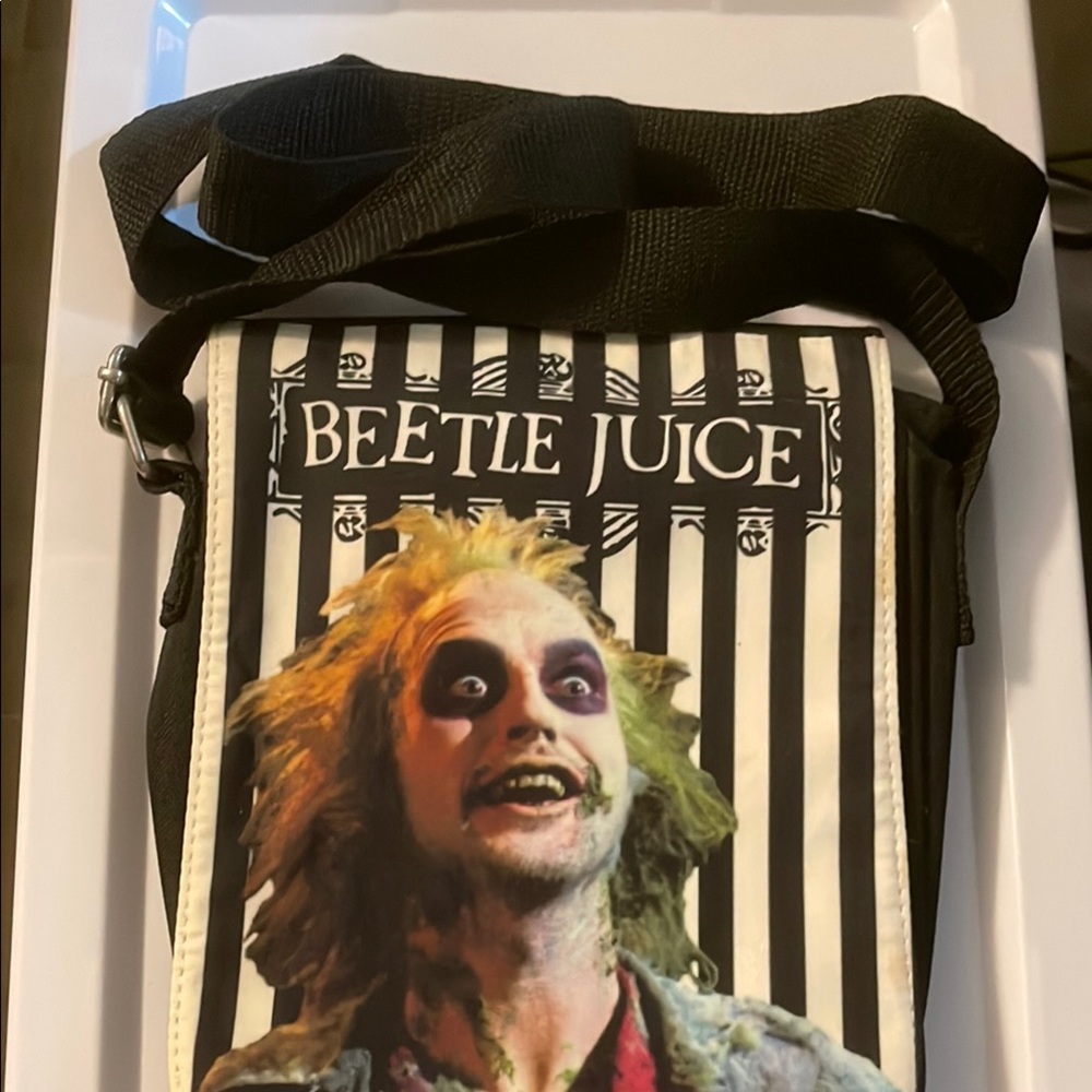 Beetlejuice Black and White hipster Bag small